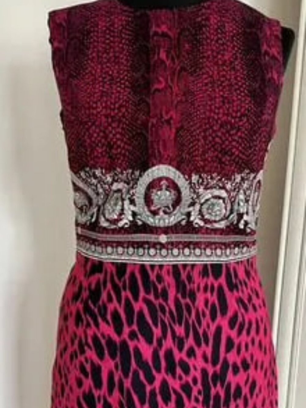 Versace Pink & Black Animal Print Dress with Medusa Waistband